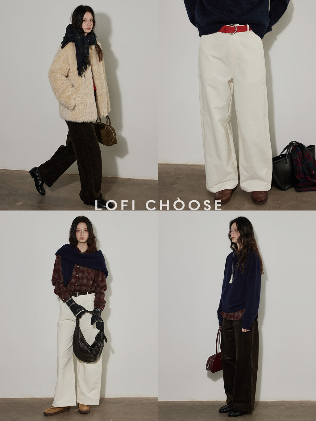 Lofi choose High Waist Casual Zipper Fly Cotton Blend Women Beige Brown Wide Leg Pants