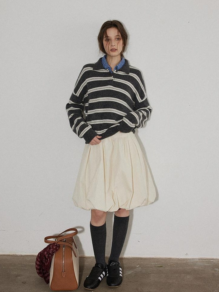 Lofi choose Cozy Knit Pullover Loose Fit Collared Office Women Knitwear Tops Sweaters