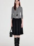 fano Cozy Lambswool Blend Zip Front Casual Fit Women Mottled Gray Knit Cardigans