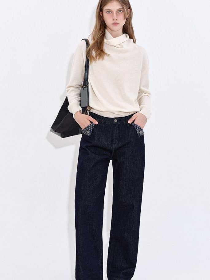 fano Soft Breathable Lambswool Cashmere Cowl Neck Relaxed Knit Pullover Sweaters