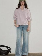 Lofi choose High Rise Vintage Wash Office Straight Detail Women Blue Flared Jeans