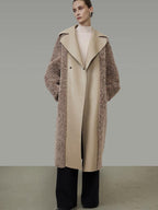 unspoken Thick Faux Fur Patchwork Oversized Simple Workwear Women Beige Brown Long Coats