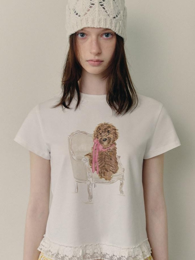 fano Cotton Blend Animal Print Slim Cropped Round Neck Short Sleeve T-Shirts