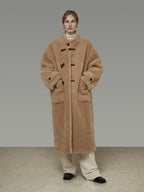 unspoken Warm Padded Stand Collar Loose Fit Women Commuter Khaki Long Coats