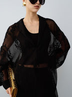 audreyyang Polyester Two Piece V-neck Long Sleeve Tailored For Women Wide Leg Pants