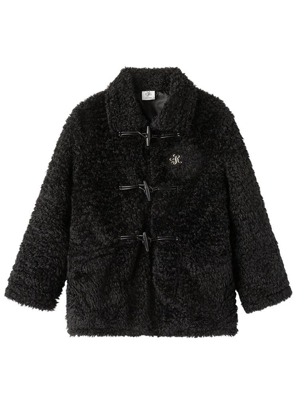 ikyou Padded Non Iron Pocket Toggle Korean Oversized Women Mid Length Black Long Coats