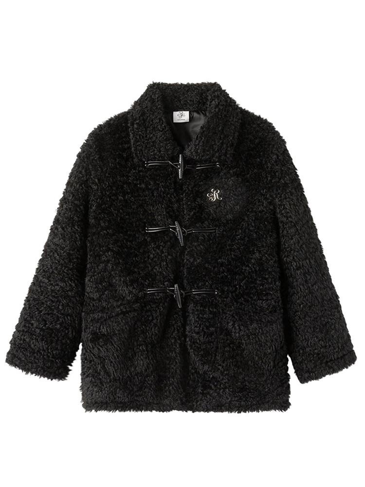 ikyou Padded Non Iron Pocket Toggle Korean Oversized Women Mid Length Black Long Coats