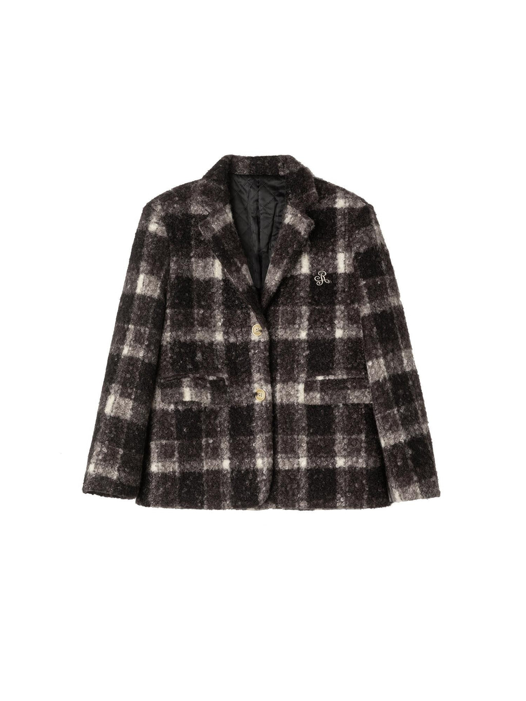 ikyou Minimalist Commuter Straight Fit Blazer Lapel Striped Flocked Office Wool Coats