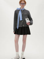 fano Pure Lambswool Minimal Commuter Low Round Neck Button Knitwear Women Cardigans
