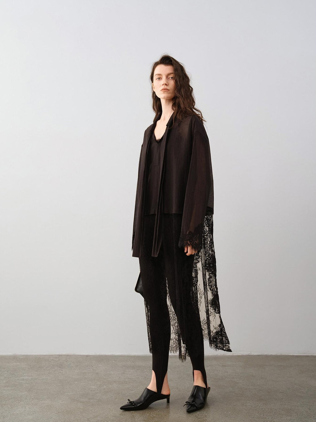 audreyyang Lace Patchwork Cotton Blend Relaxed Long Sleeve Casual Women Midi Dresses