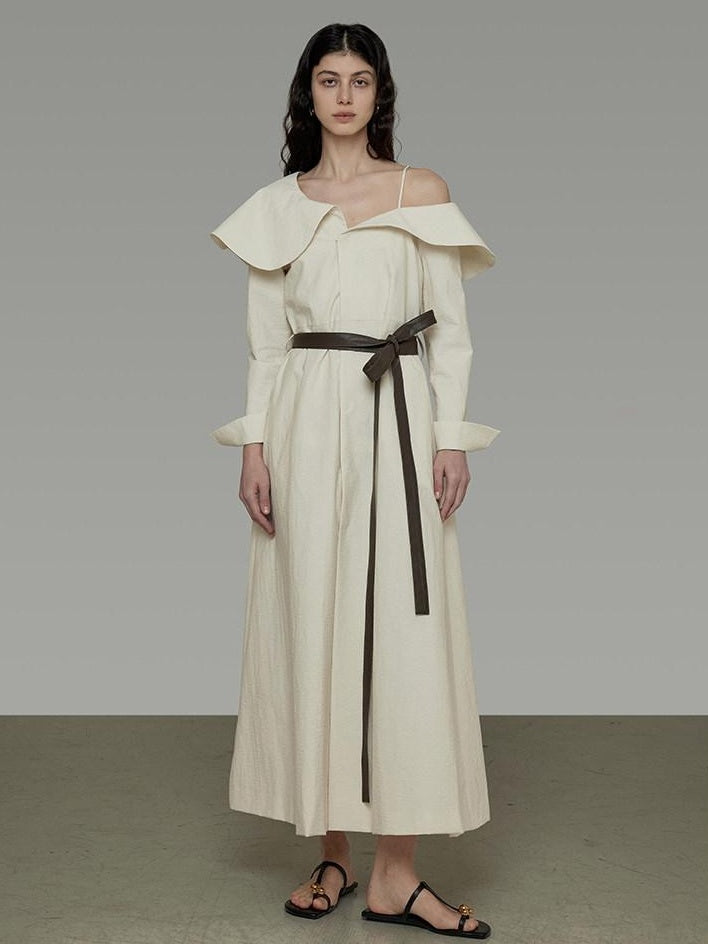 unspoken Comfortable Cotton Blend High Waist Asymmetrical Shirt Dress Office Maxi Dresses