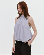 fano Soft Viscose Blend Striped Commuter Loose Halter For Women Halter Crop Tops