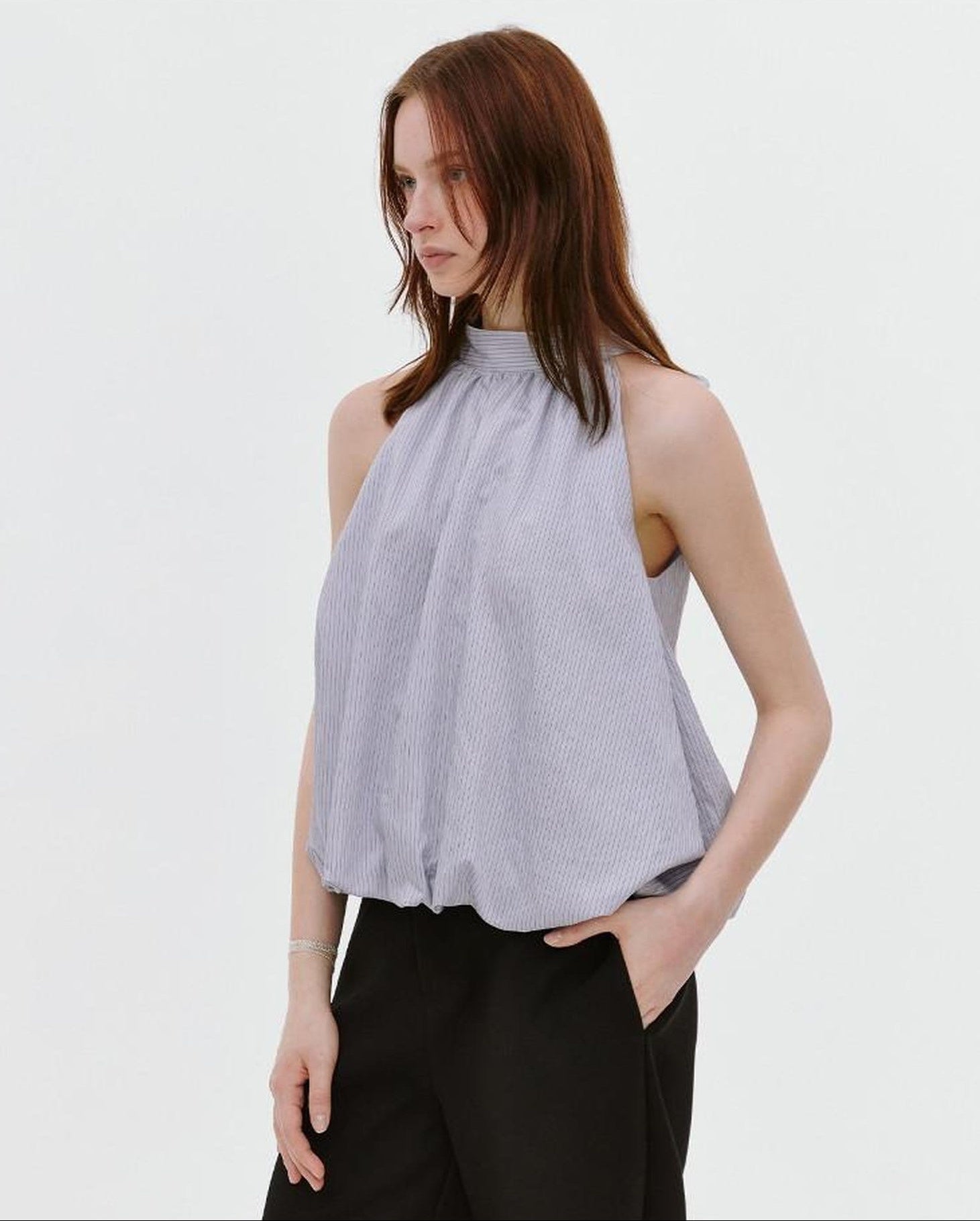 fano Soft Viscose Blend Striped Commuter Loose Halter For Women Halter Crop Tops