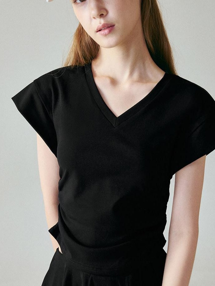 fano Chic V-neck Short Sleeve Two Piece Women Matching Set Top & Skirt Sets