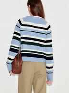 fano Thermal Warm Loose Fit Striped Crewneck Long Sleeve Women Commuter Sweaters