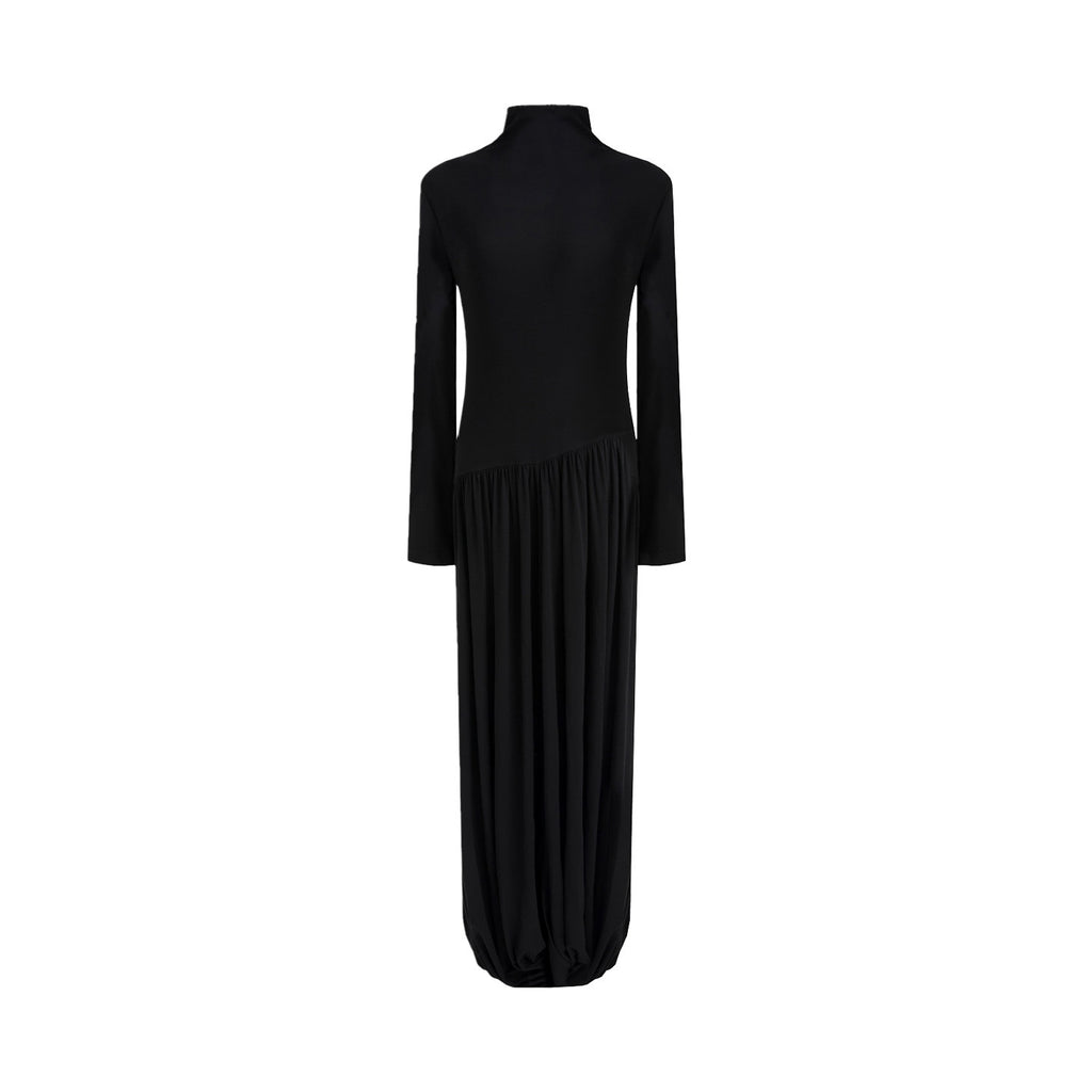 unspoken_Modal_Knit_Turtleneck_Slim_Waist_Long_Sleeve_City_Workwear_Black_Maxi_Dresses_MISSTT