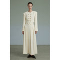 unspoken_Original_Design_Double_Breasted_Cream_Straight_Fit_Long_Sleeve_Top_&_Skirt_Sets_MISSTT