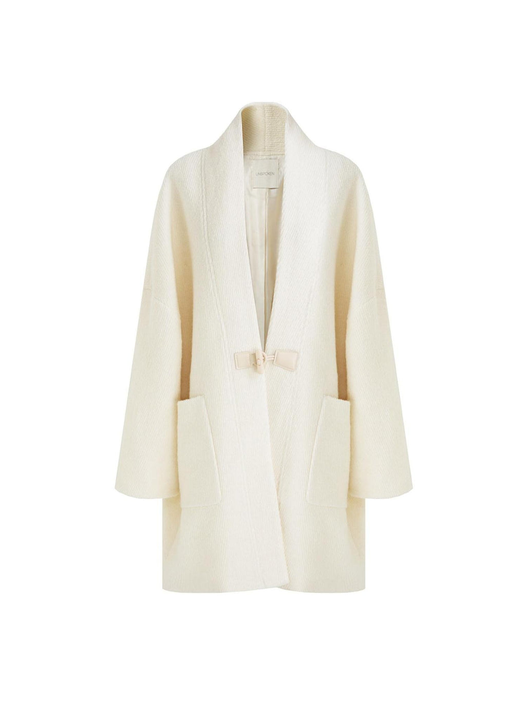 unspoken Minimal 3D Tailored Oversized Single Button Workwear White Mid Length Long Coats