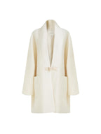 unspoken Minimal 3D Tailored Oversized Single Button Workwear White Mid Length Long Coats