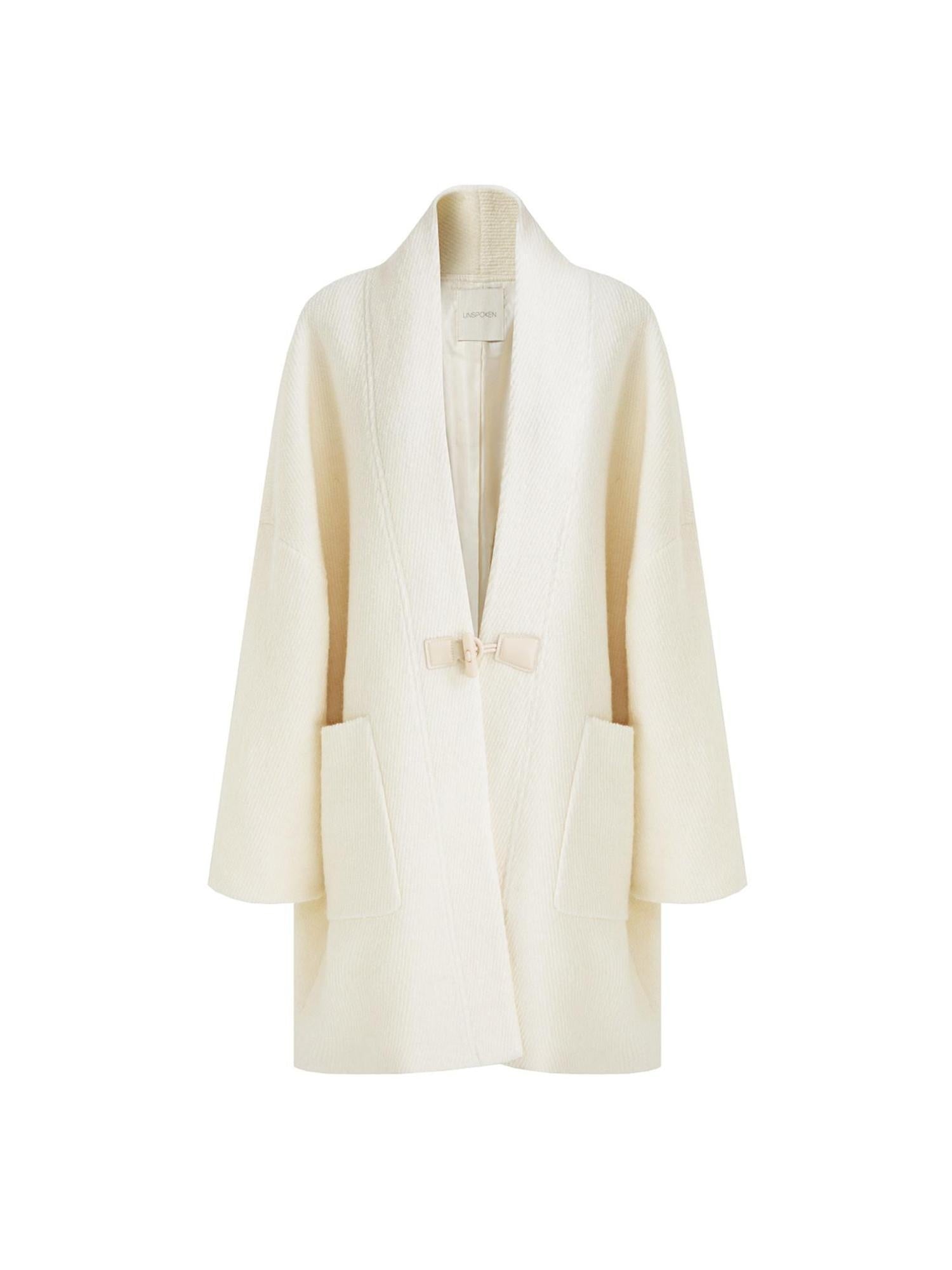 unspoken Minimal 3D Tailored Oversized Single Button Workwear White Mid Length Long Coats
