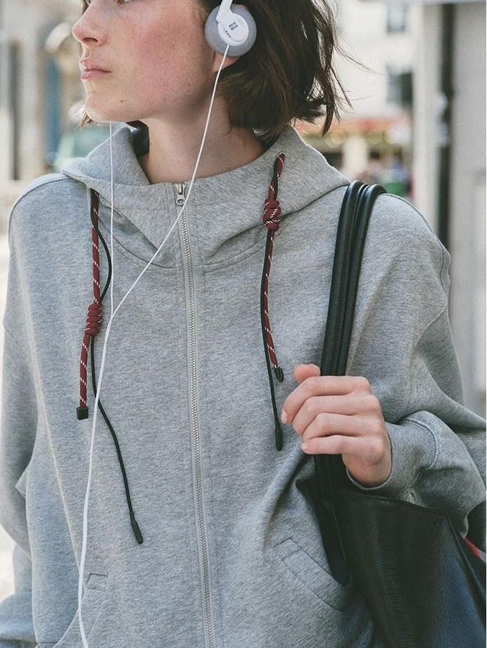 fano Two Piece Zip Up Oversized Long Sleeve Women Midweight Heather Grey Hoodie