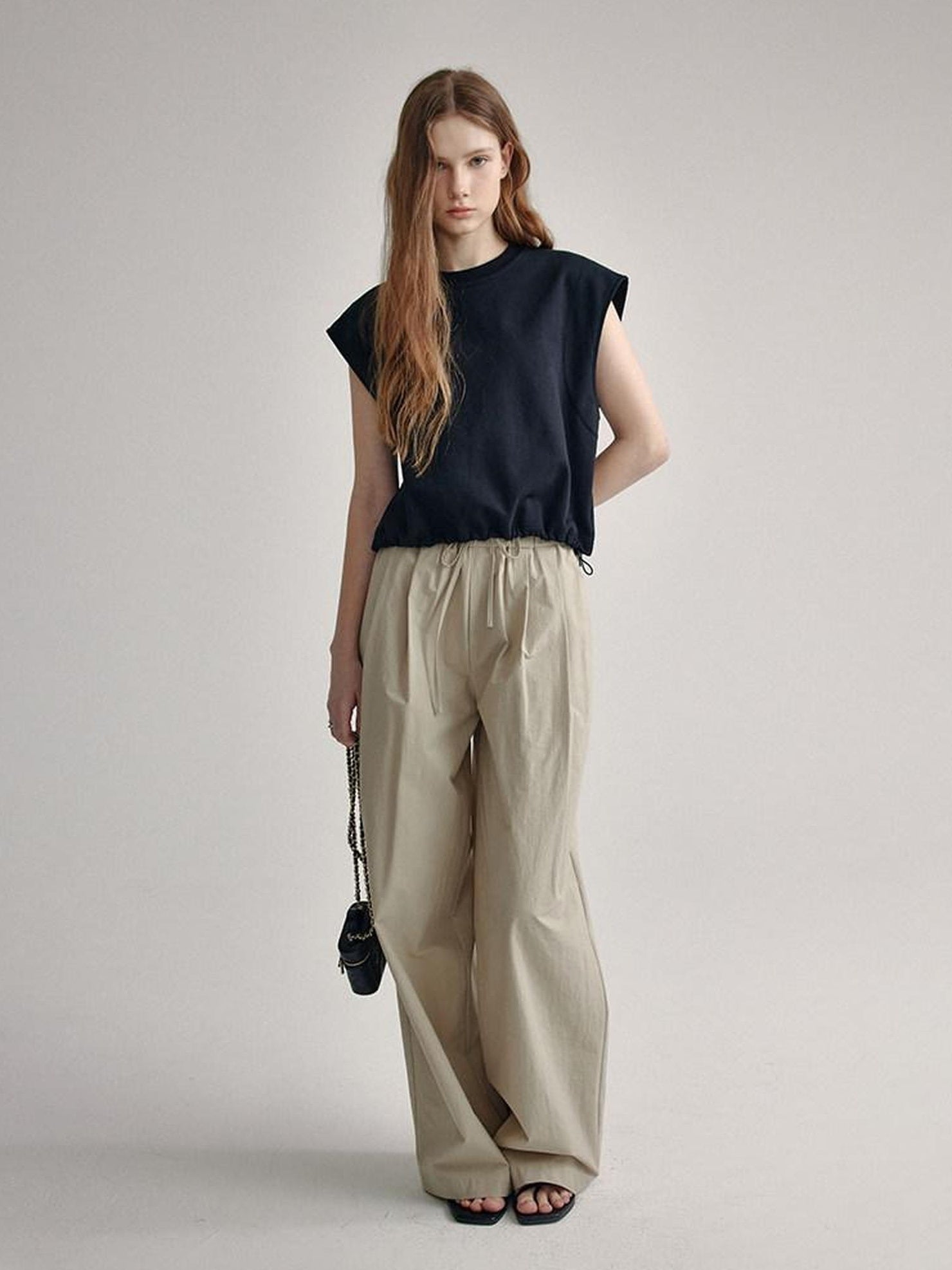 fano High Waist Tailored Minimalist Commuter Nylon Blend Pockets Straight Pants