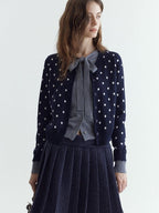fano Slim Fit Polka Dot Button Front Long Sleeve Women Knitwear Tops Cardigans