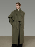 unspoken Sculpted 3D Tailoring Relaxed Minimal Commuter Office Dark Green Wool Coats