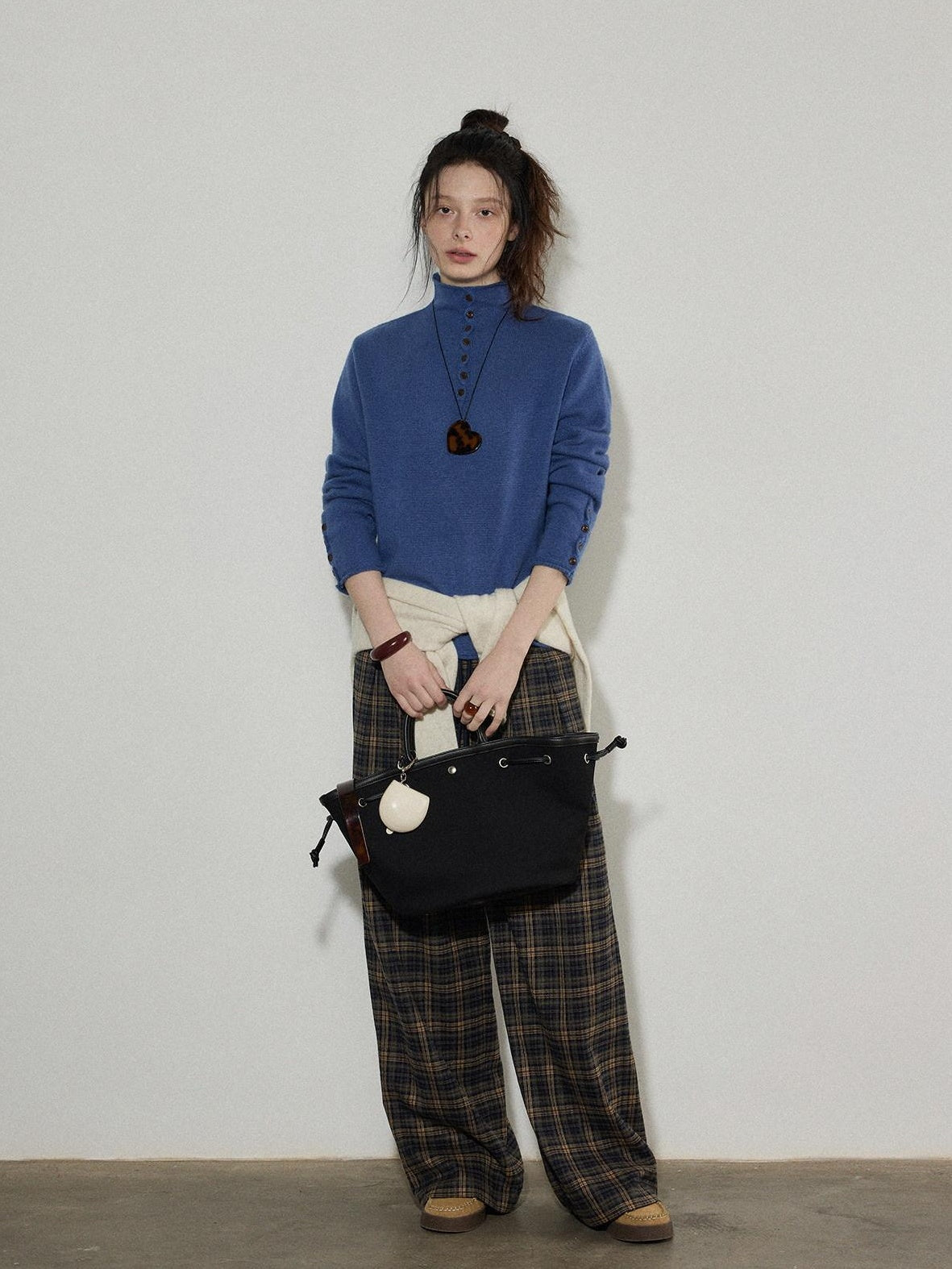 Lofi choose Soft Wool Rabbit Hair Blend Commuter Loose Rolled Hem Turtleneck Women Sweaters