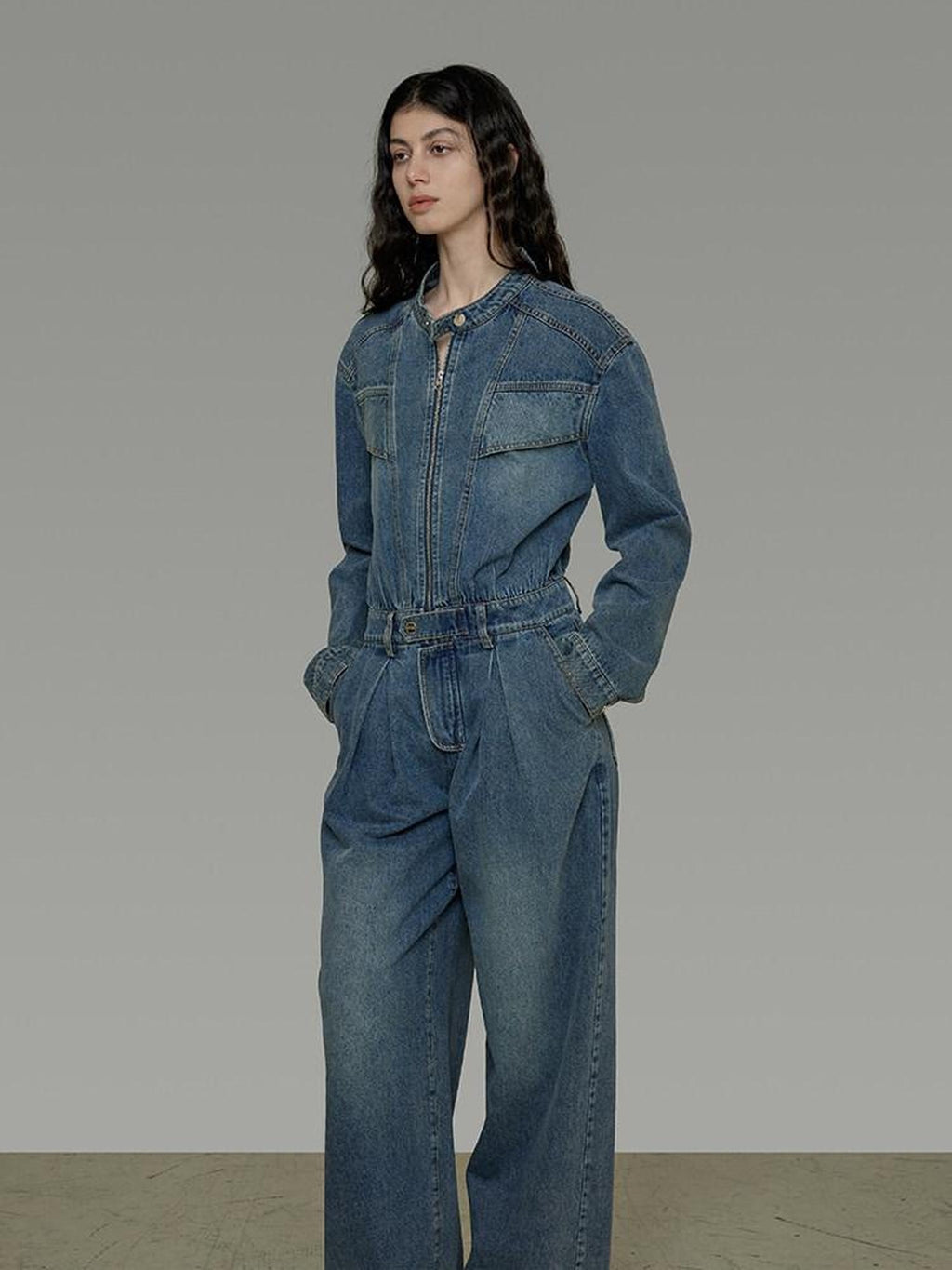 unspoken High Waisted Wide Leg Cotton Blend Office Commuter Blue Top & Pants Sets