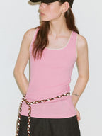 fano Backless Slim Fit Strappy Workwear Tank Top Solid Color Stretch Camisoles