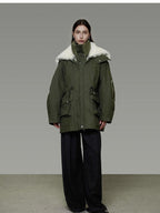 unspoken 90% White Duck Down Warm Midlength Stand Collar Women Army Green Down Jackets