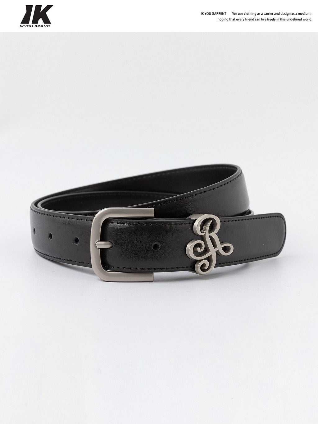 ikyou Two Layer Smooth Leather Slim Versatile Alloy Pin Buckle Women Black 3Cm Belts