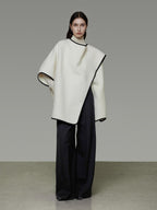 unspoken Premium Sheep Wool Blend 3D Tailored Loose Fit Commuter Women White Wool Coats