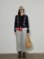 Lofi choose Soft Midweight British Argyle Contrast Button Women Knitwear Cardigans