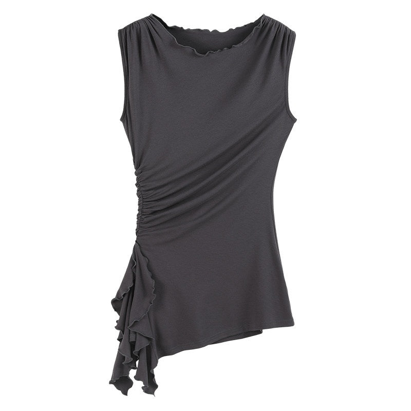 someonesometimes Original Strappy Solid Viscose Stretch Tee Off Shoulder Crop Tops