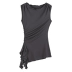 someonesometimes Original Strappy Solid Viscose Stretch Tee Off Shoulder Crop Tops