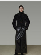 unspoken Warm Sculpted Tailoring Minimal Commuter Loose High Waist Wool Blend Short Coat