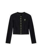 ikyou Soft Cotton Slim Fit Buttoned 3D Embellished Casual Women Knit Letter Cardigans