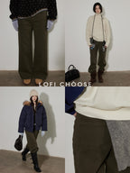 Lofi choose High Waist Washed Vintage Olive Zipper Fly Non Stretch Women Wide Leg Jeans