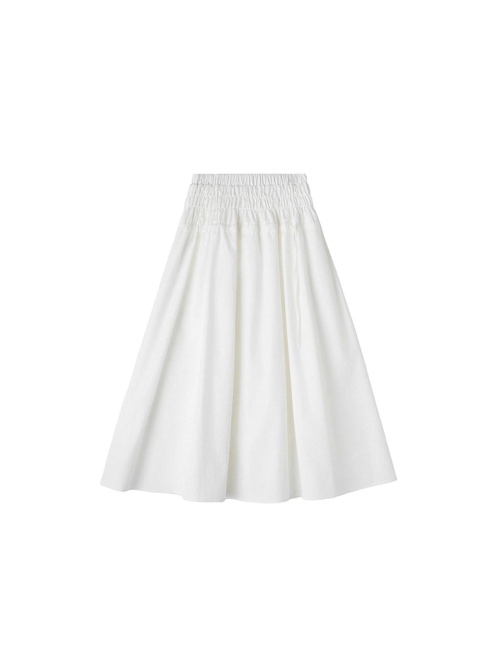 ikyou Shape Retaining A Line High Waist Drawstring Women Cotton Nylon Midi Skirts