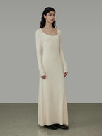unspoken Waist Defining Knit Hline Minimalist Commuter Long Sleeve Maxi Dresses