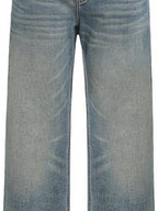 fano Vintage Blue Green Micro Stretch Natural Waist Relaxed Casual Straight Leg Jeans