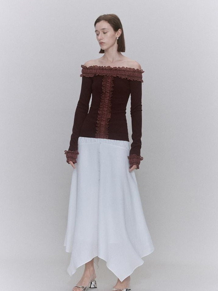 someone sometimes Recycled Viscose Linen Blend High Waist Asymmetric A Line Women Maxi Skirts