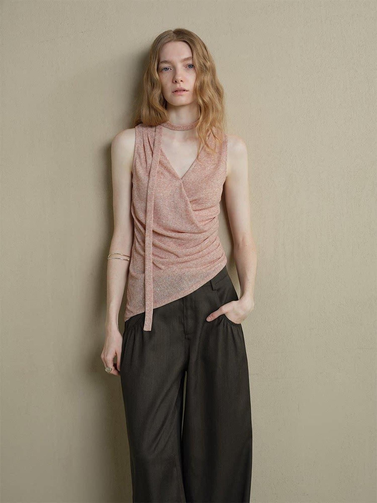 someonesometimes Lightweight Poly Blend Office Slim Fit Strappy Solid Blush Women Camisoles