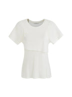unspoken Soft Acrylic Slim Fit Crew Neck Minimal Office Women White Short Sleeve T-Shirts