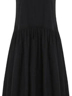 fano Black Cotton Blend A Line Sleeveless Round Neck Natural Waist Women Maxi Dresses