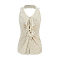 someonesometimes_Ruffle_Halter_Slim_Fit_Cropped_Solid_Almond_Stretch_Tank_Tops_MISSTT