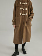fano Toggle Pocket Minimal Commuter Midlength Women Polyester Blend Long Coats