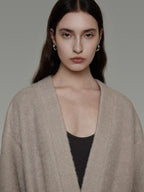 unspoken Cozy Sheepswool Belted Loose Fit Minimal Office V-neck Mid Length Wool Coats